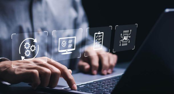 Digitando no notebook com op&ccedil;&otilde;es deIA